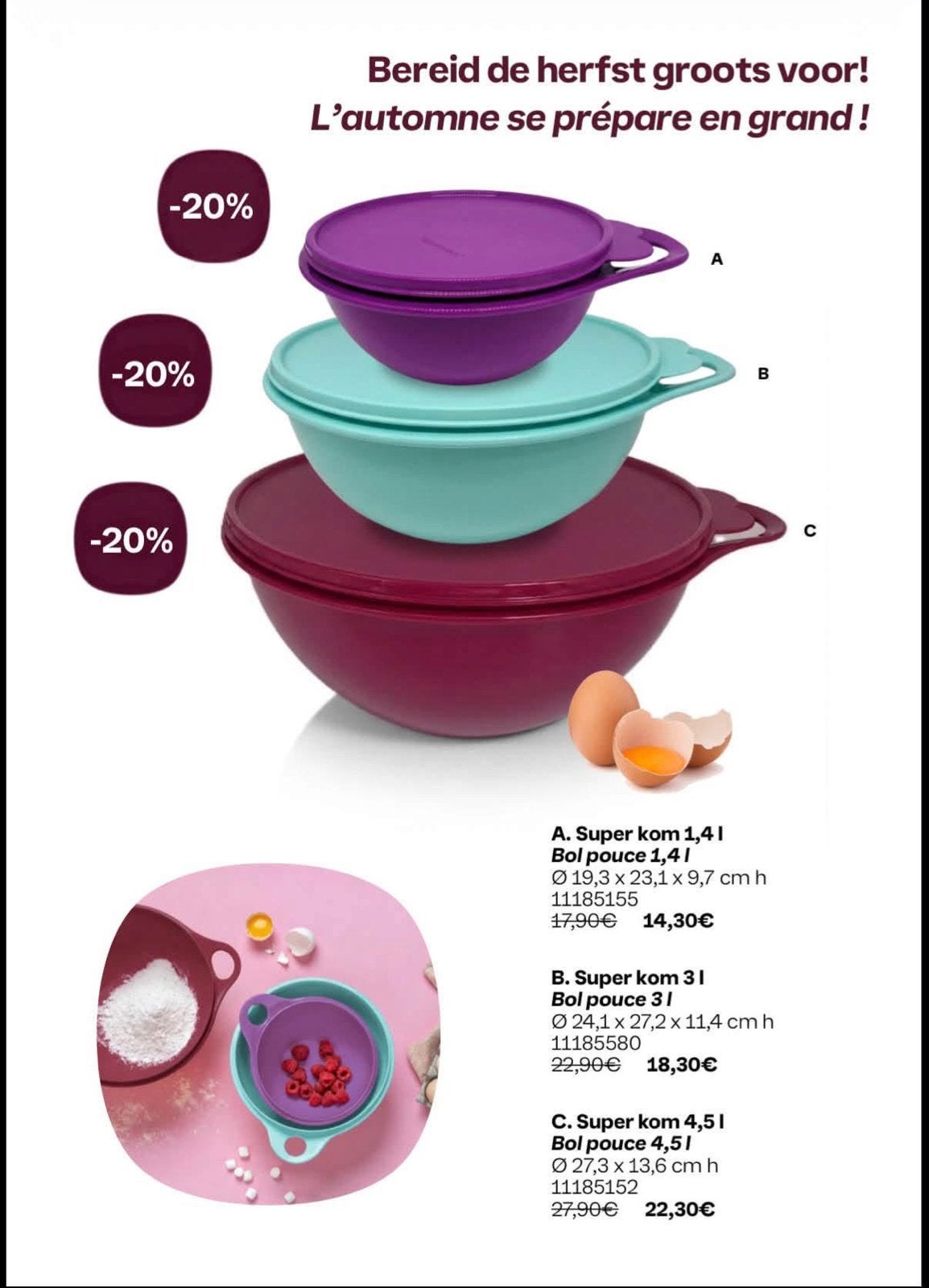 Nieuwe Tupperware kommen in diverse maten en kleuren, Overige typen, Kunststof, Nieuw, Ophalen of Verzenden