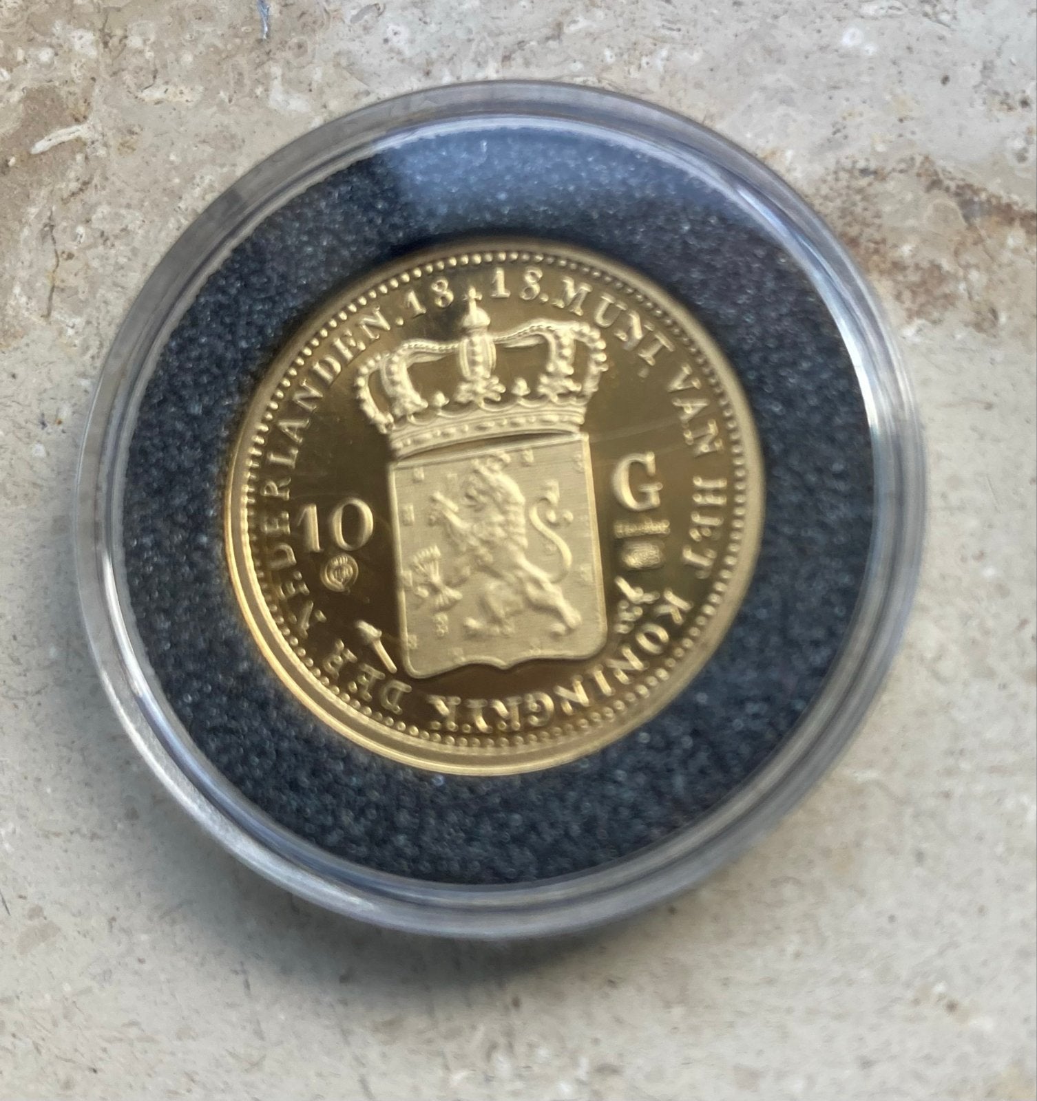 Gouden 10 Gulden 1818 - Willem I - Officiele Herslag, Postzegels en Munten, Verzenden, Goud, Koning Willem I, Losse munt