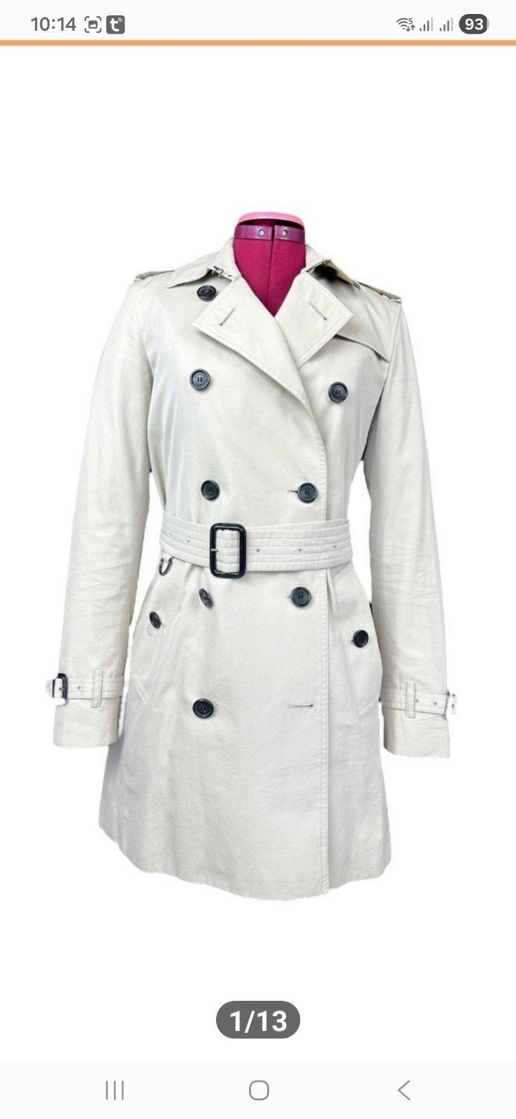 Burberry Kensington Trenchcoat - Maat XS, Beige, Ophalen of Verzenden, Zo goed als nieuw, Burberry