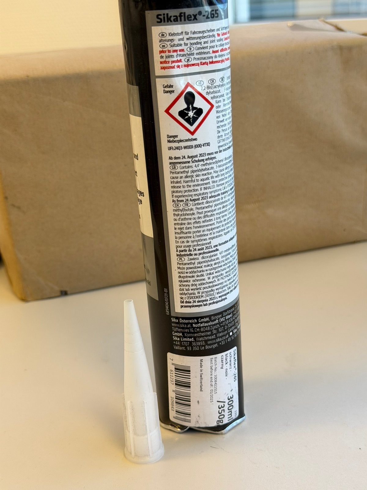 Sikaflex 265 Zwart 300ml Autoruiten Glaslijm autoruit Kit, Nieuw, Ophalen of Verzenden, H, H