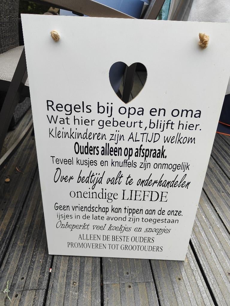 Bord met tekst, Huis en Inrichting, Ophalen, Zo goed als nieuw