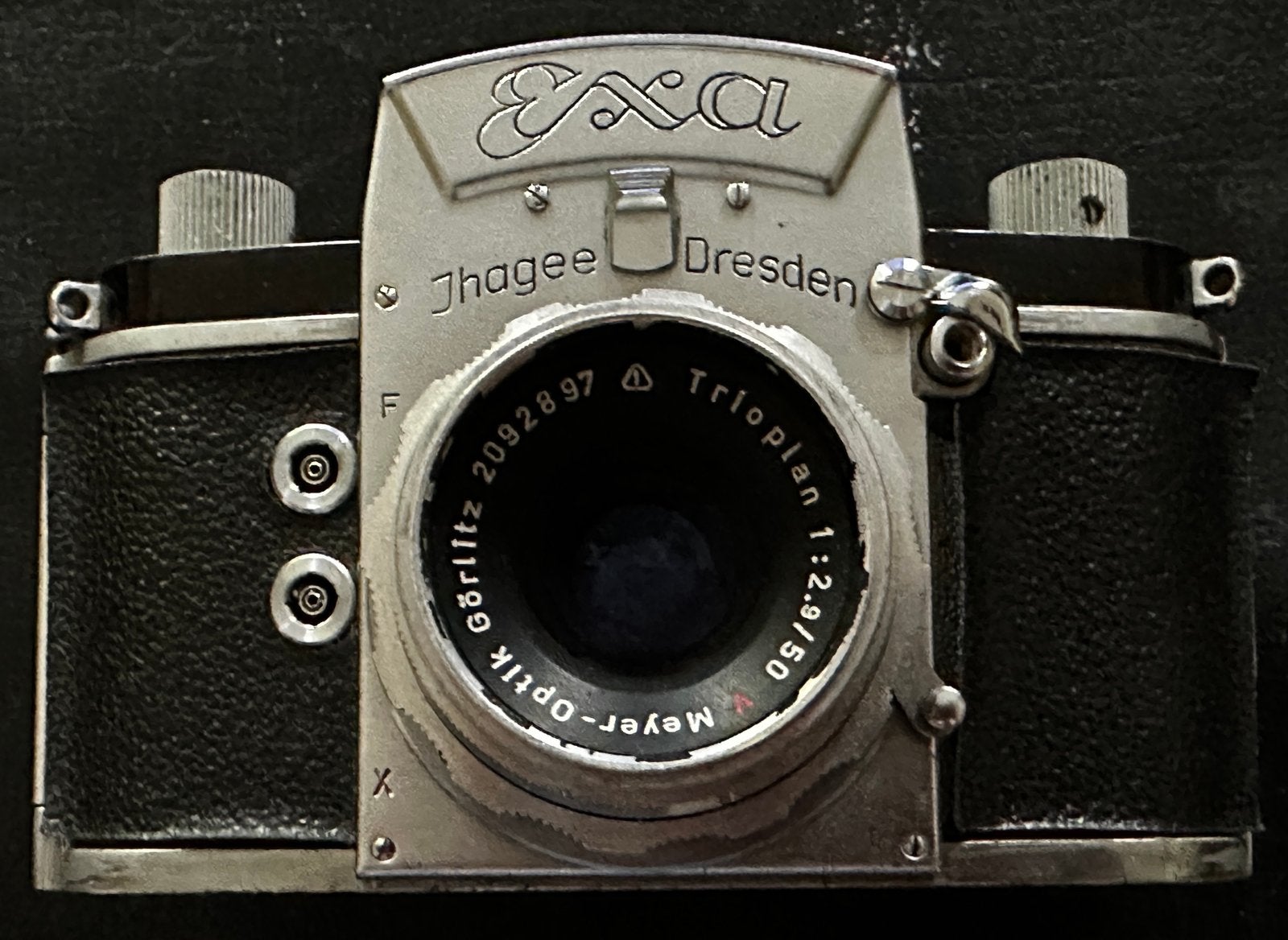 Vintage Ihagee Exa 0 (v4) + Meyer-Optik Trioplan 50mm f/2.9, Ophalen, Spiegelreflex, Overige Merken