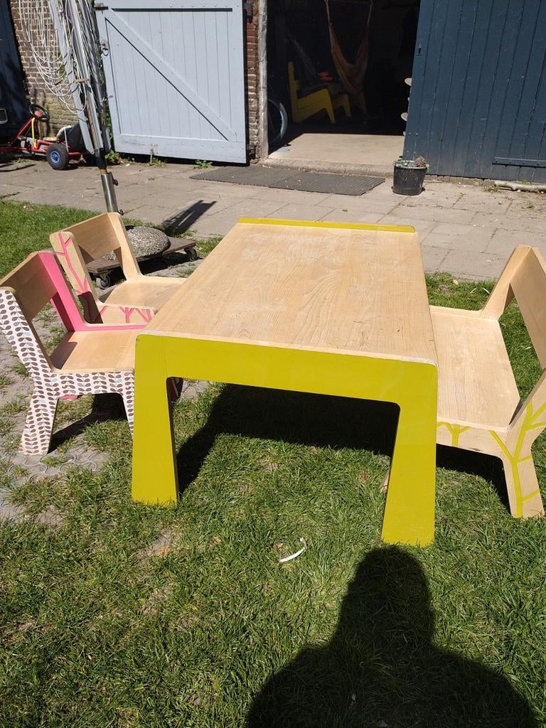 Kinder tafel set, massief beuken kidsonroof, Ophalen, Gebruikt, Tafel(s) en Stoel(en)