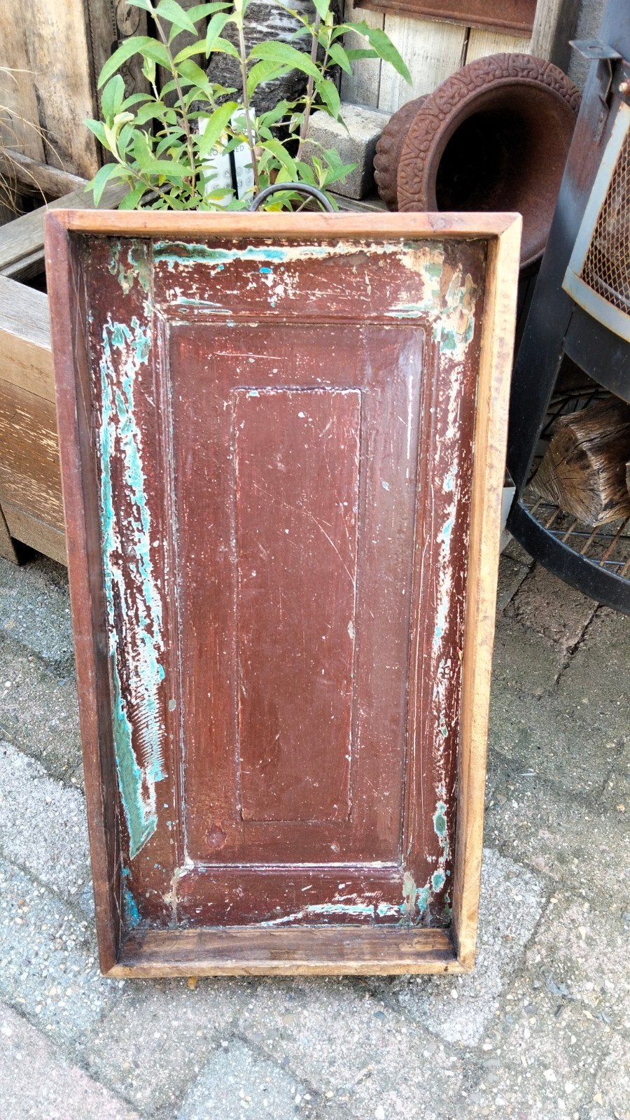 Brocante grote zware dienblad. Met mooie details, Ophalen, Gebruikt, ., .