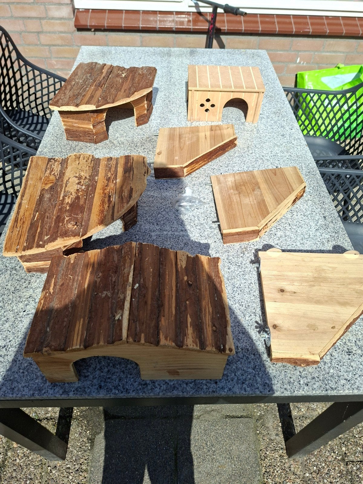 diverse cavia/konijnen houten huisjes en hoek plankjes, Ophalen, Gebruikt, Overige typen