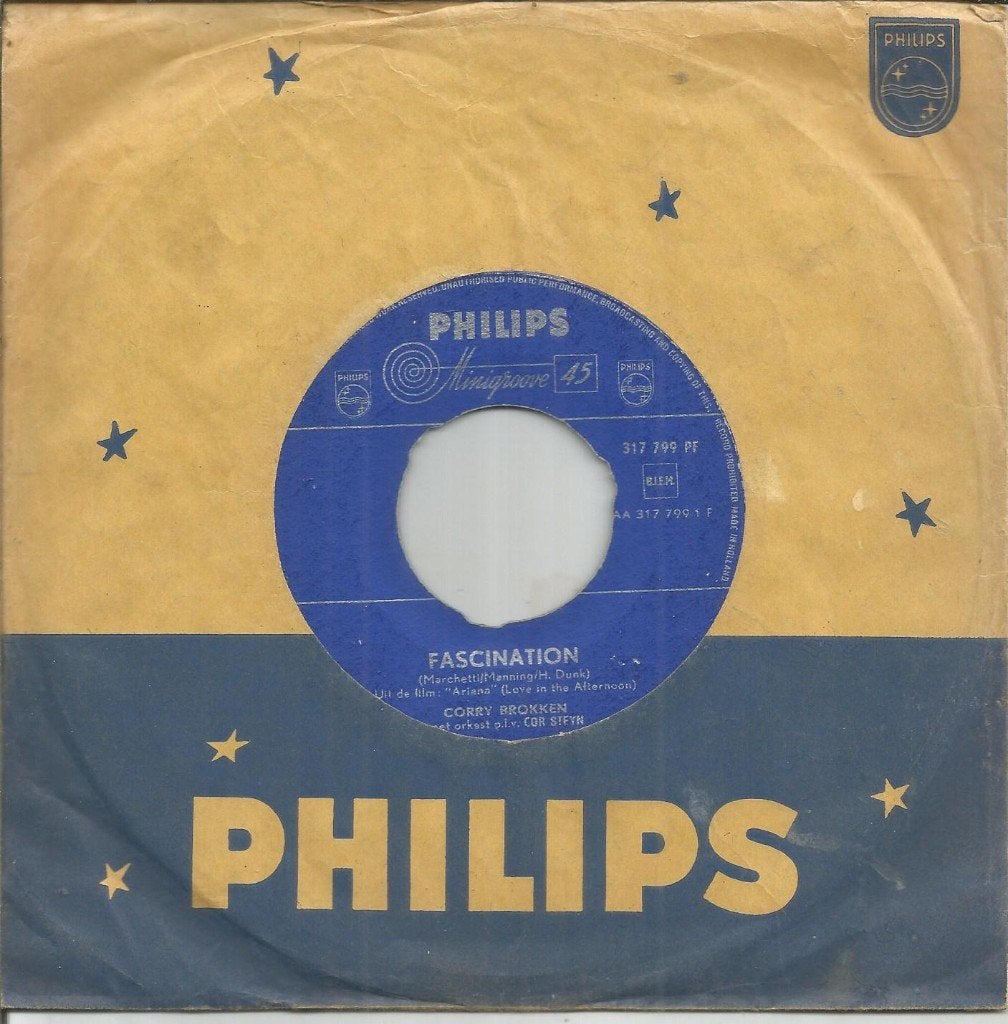 Corry Brokken – Fascination (1957), Gebruikt, Fotohoes, 7 inch, Ophalen of Verzenden