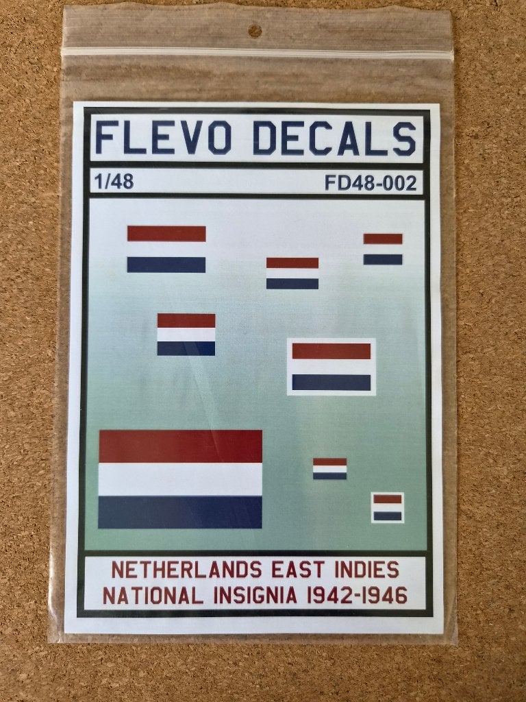 Flevo Decals FD48-002 NL East Indies national insignia 1:48, Overige merken, Ophalen of Verzenden, Zo goed als nieuw, Groter dan 1:72