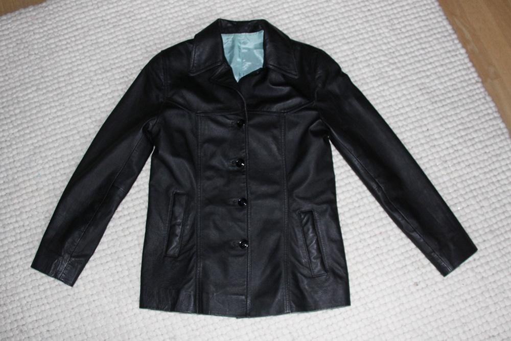 Zwart Soepel Leren Dames Jasje (S) € 55,-, Zwart, Ophalen of Verzenden, Zo goed als nieuw, Maat 36 (S)