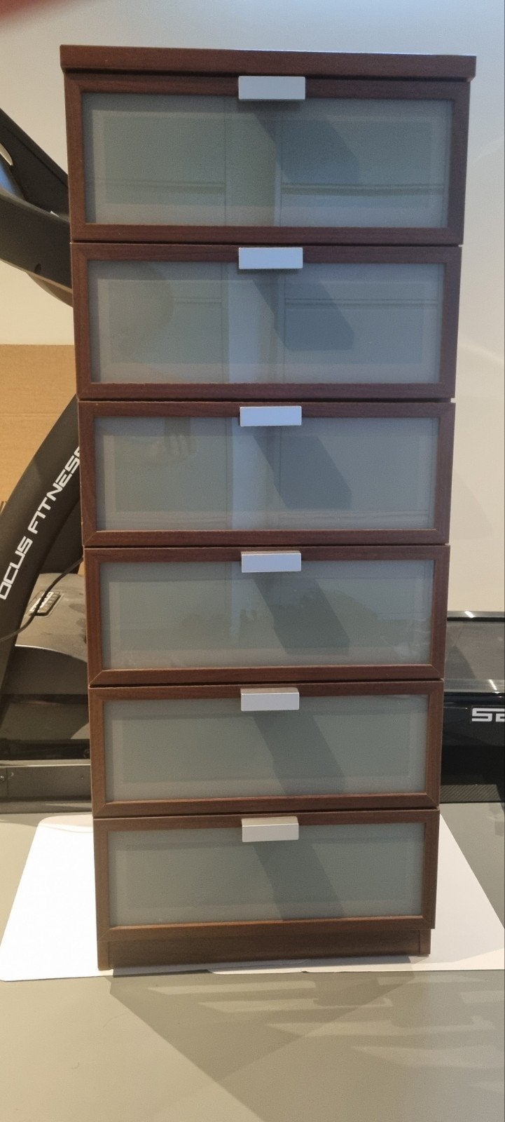 Ladekast met 6 laden - Hout en matglas, Ophalen, Gebruikt, 5 laden of meer, Glas