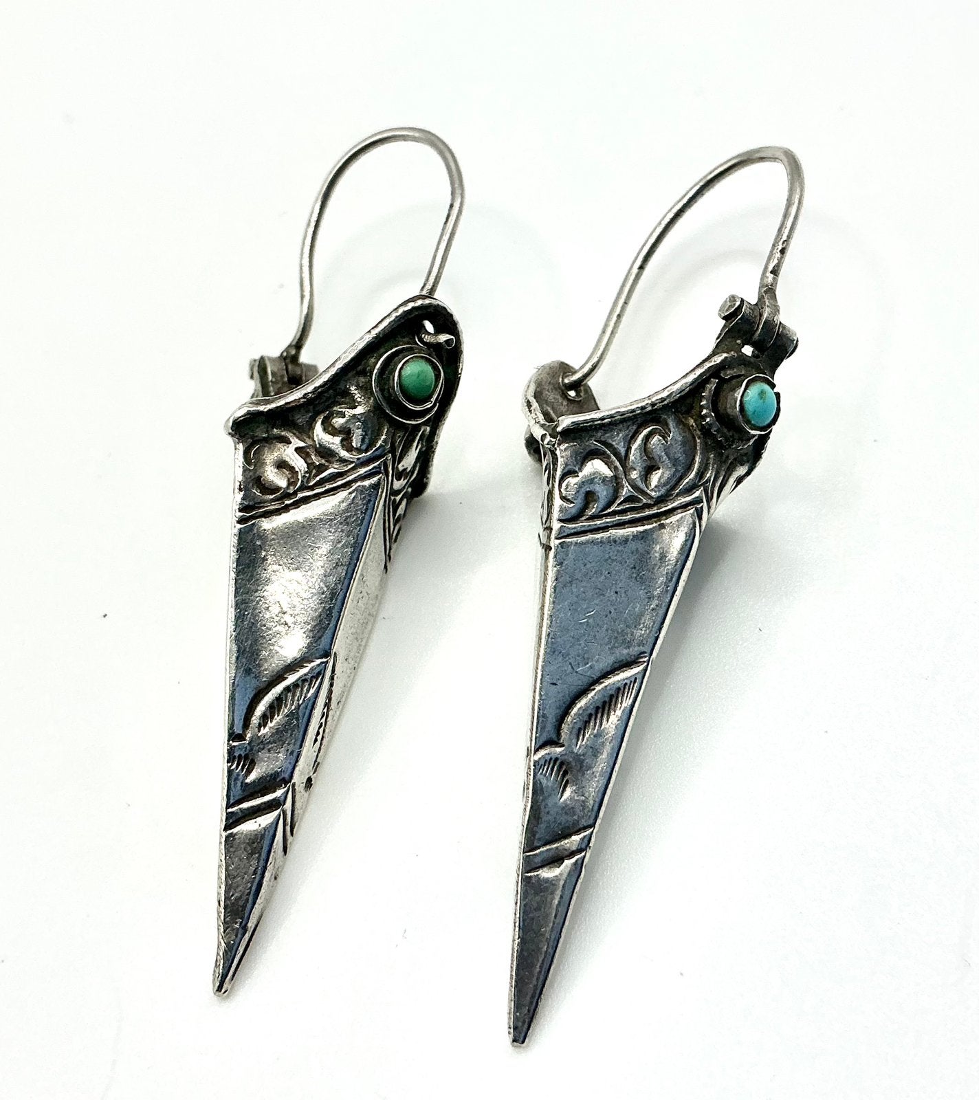 Vintage oorbellen 925 zilver Turquoise steen handgemaakt 925, Sieraden, Tassen en Uiterlijk, Verzenden, Zilver, Oorbellen