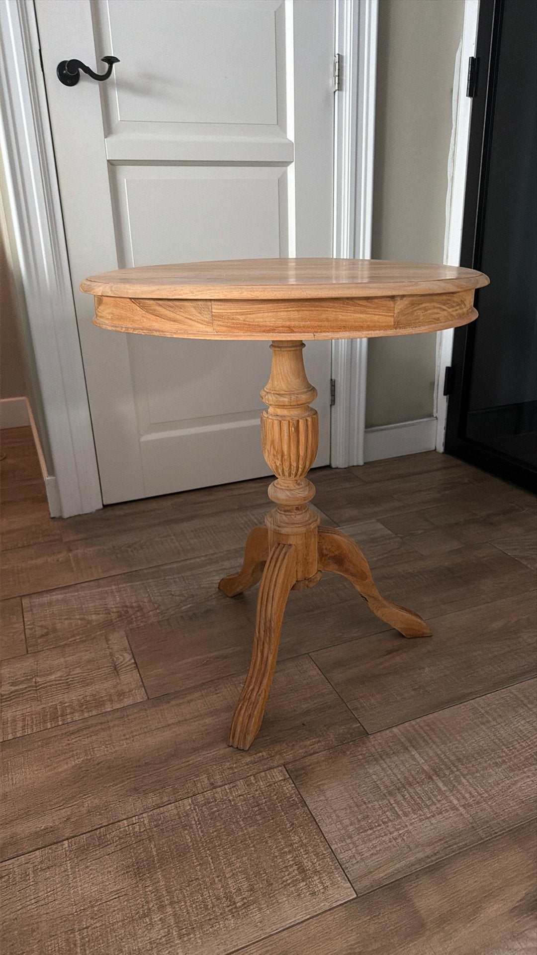 Houten wijntafel bijzettafel, Ophalen, Minder dan 50 cm, Gebruikt, Rond