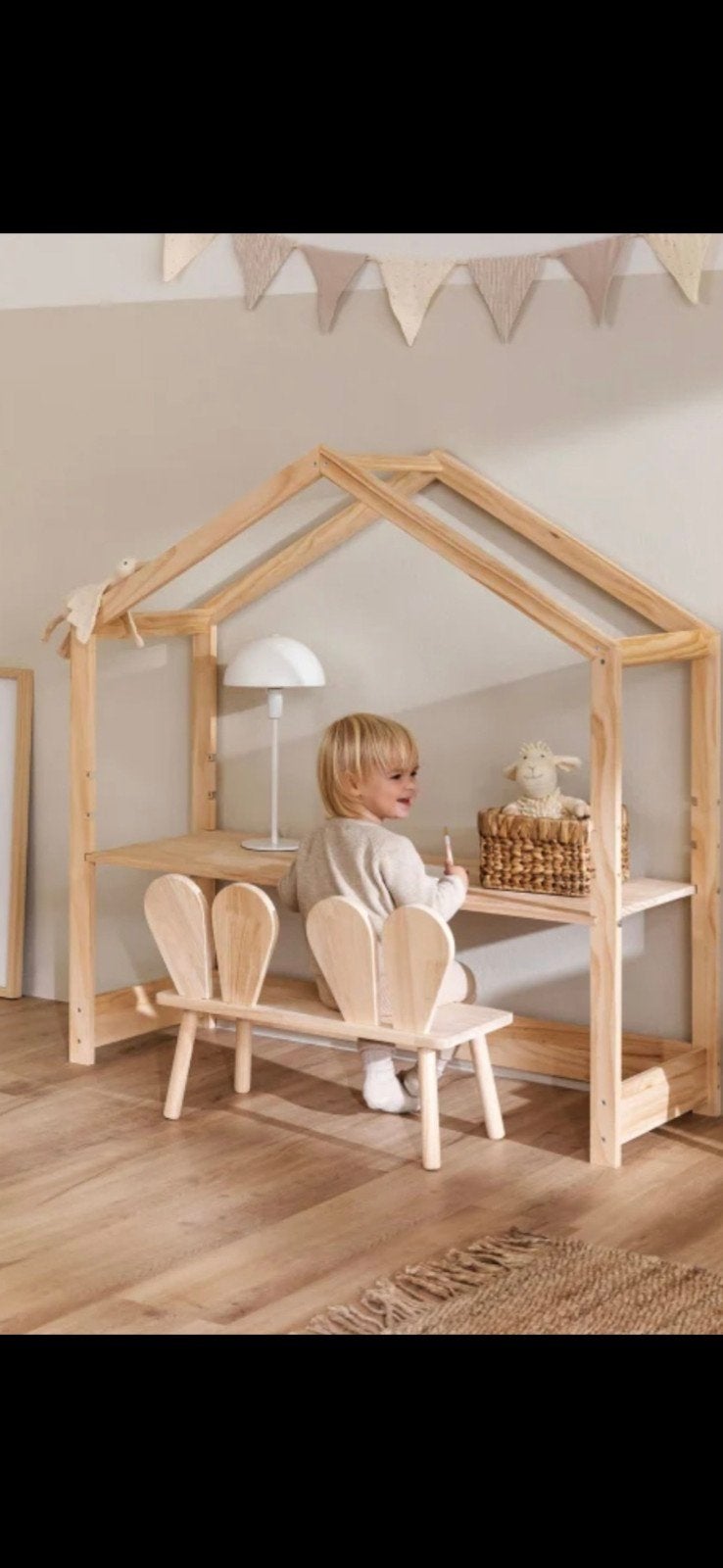 Bureau houten huisje met bankje / stoeltje, Ophalen