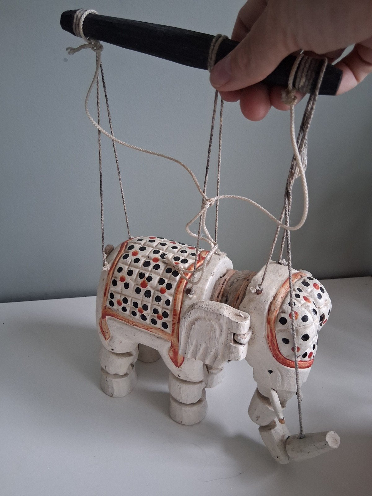 Houten olifant marionet - Handgemaakt, Ophalen of Verzenden