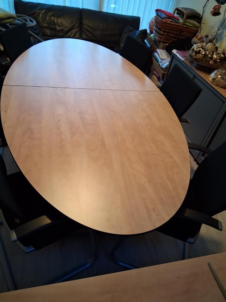 Ovale vergadertafel met 6 stoelen., Ophalen, Zo goed als nieuw