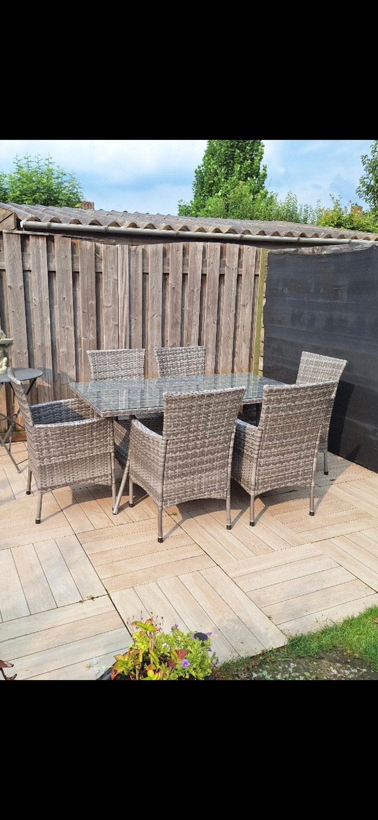 Gebruikte tuinset met tafel en 6 stoelen inclusief kussens, Tuin en Terras, Ophalen of Verzenden, Gebruikt