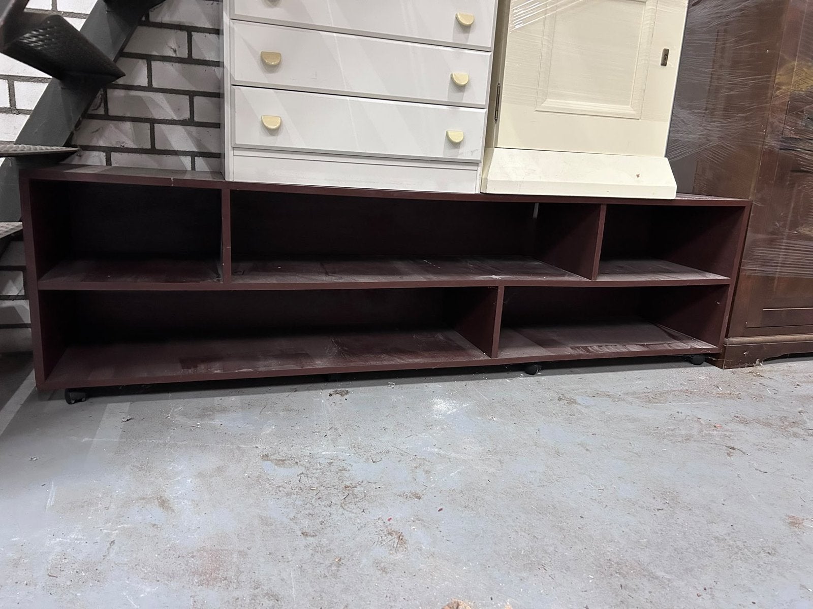 Tv meubel met wieltjes - 55x198x41 cm, Huis en Inrichting, Ophalen, Gebruikt, 150 tot 200 cm, Minder dan 100 cm