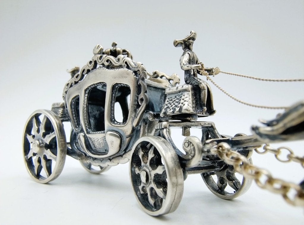 Zilveren miniatuur gouden koets, J. Weeda, Haarlem, 1984, Antiek en Kunst, Verzenden, Zilver