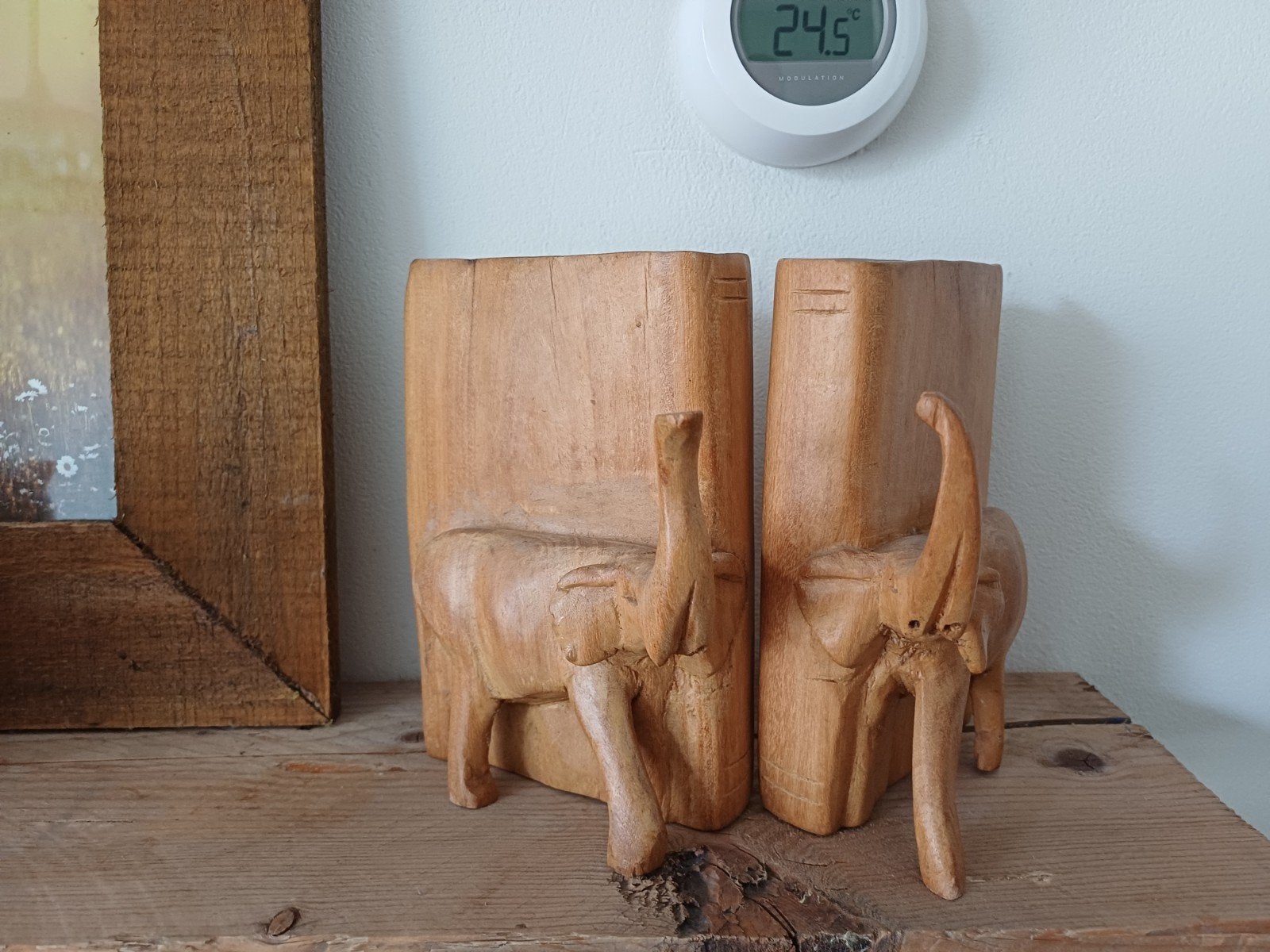 Houten olifant boekensteunen - handgesneden, Ophalen, Hout, Gebruikt, Oosters