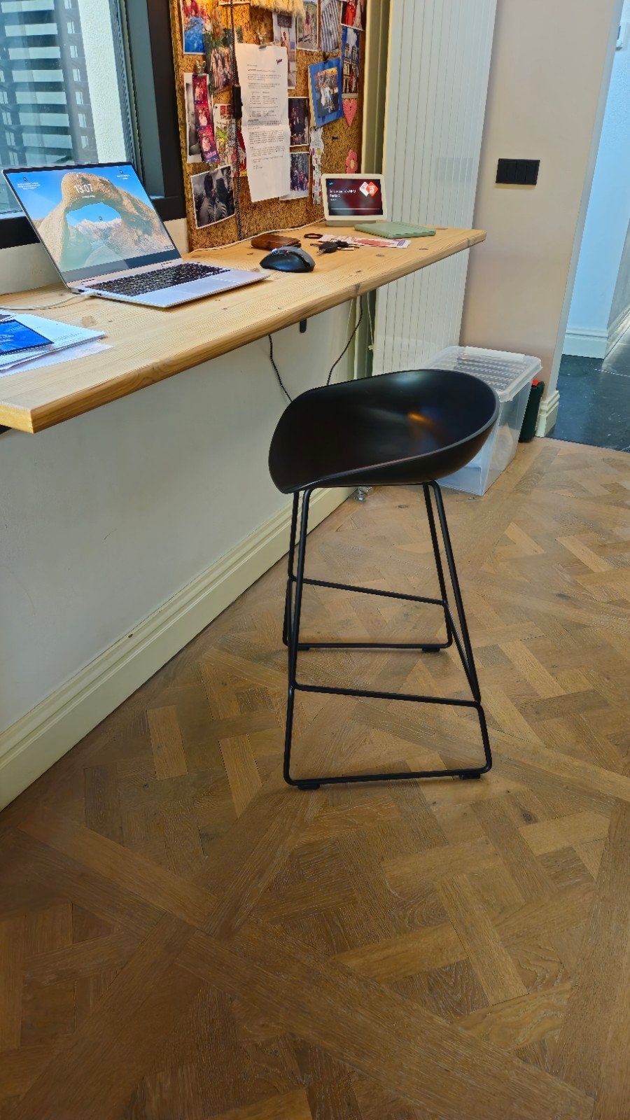 Hay AAS38 barkruk zwart - zithoogte 65cm, Huis en Inrichting, Ophalen, Kunststof, Met voetsteun, 60 tot 90 cm