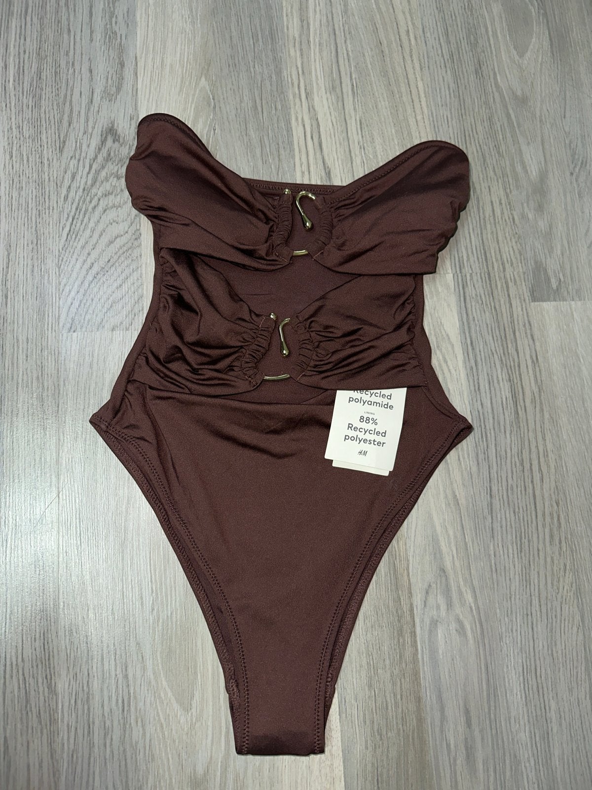 H&M Badpak bruin gouden details Nieuw met kaartje maat xs, Ophalen of Verzenden, Nieuw, Bruin, Badpak