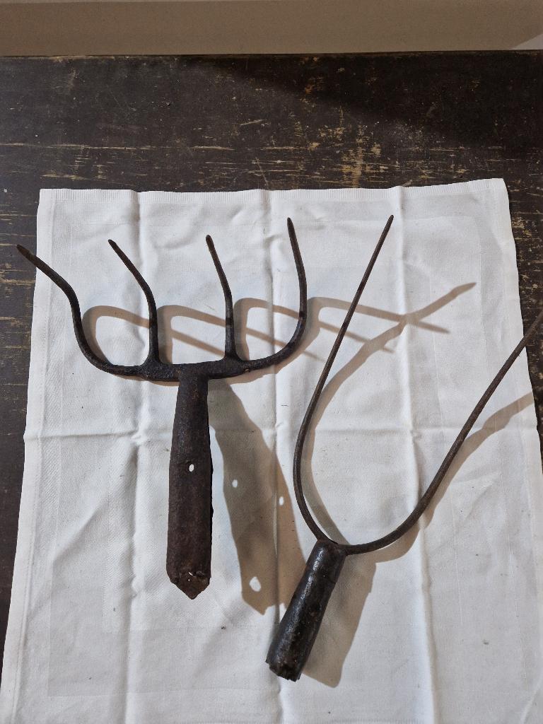 Antieke hooivork en mesthaak, Antiek en Kunst, Ophalen of Verzenden