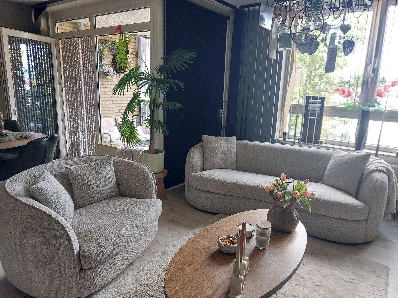 Bank met loveseat, Huis en Inrichting, Ophalen, Overige maten, 75 tot 100 cm, Zo goed als nieuw