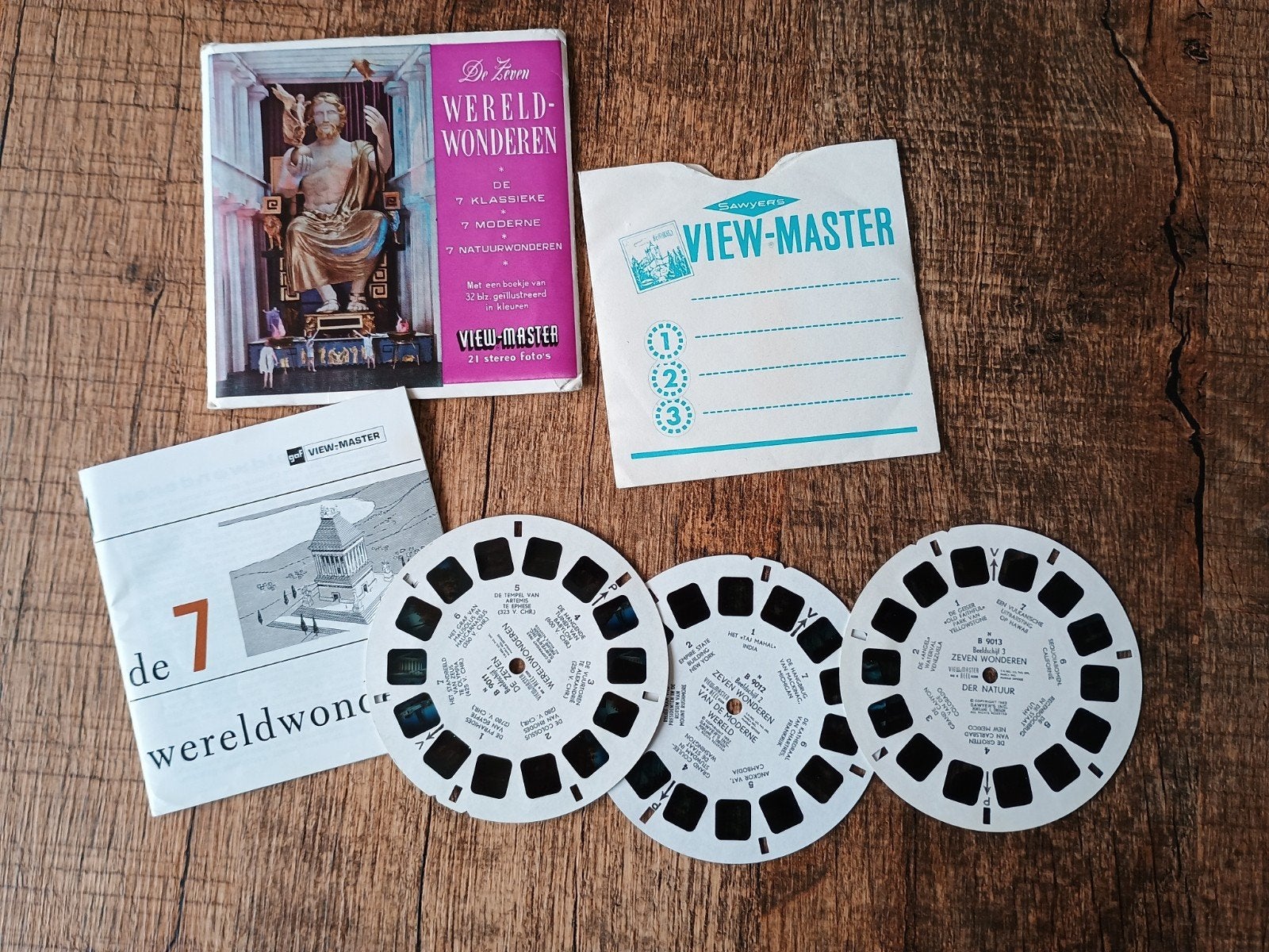 Oude viewmaster schijfjes - De 7 wereldwonderen, Ophalen of Verzenden, Gebruikt