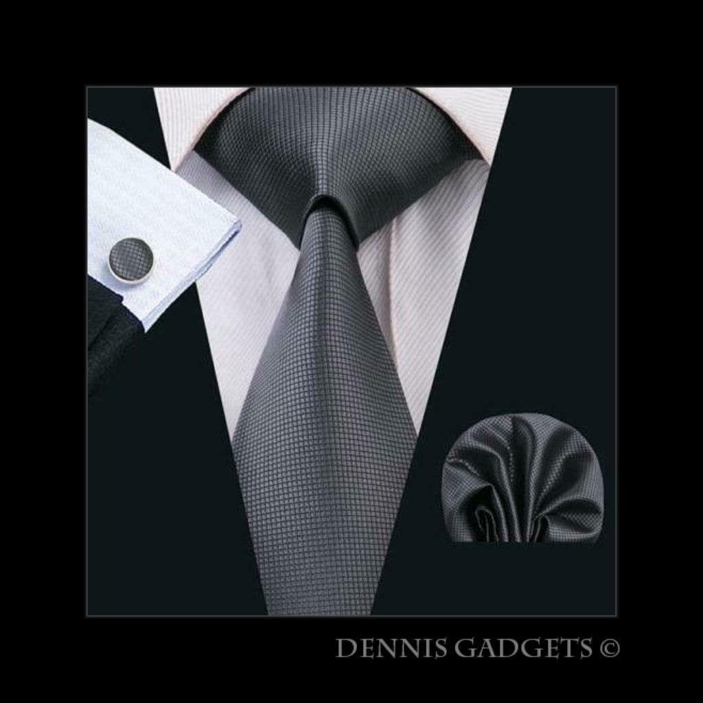 Dennis Gadgets: 100 % zijden stropdas ( 3 delig !! ) DG 0386, Ophalen of Verzenden, Nieuw, Grijs, Met patroon