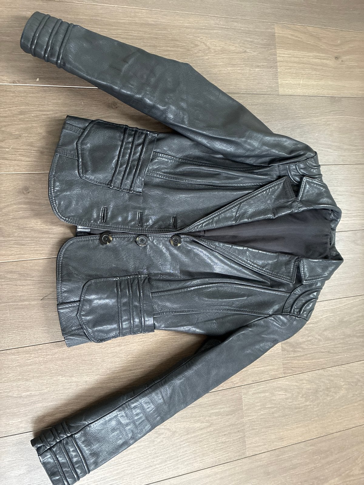 Supermooi zwart lederen jasje maat XS z.g.a.n., Zwart, Ophalen of Verzenden, Zo goed als nieuw, Jasje