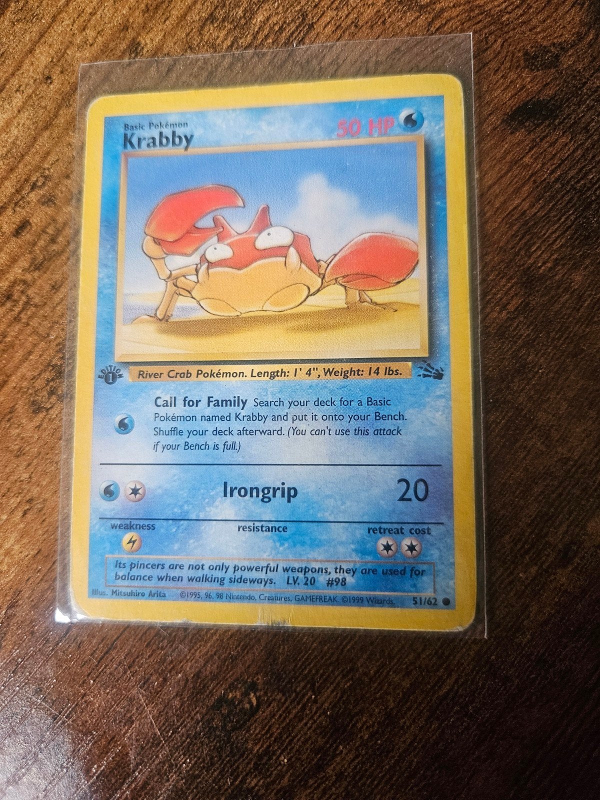 Krabby Pokémon kaart (basis) - 1995, Ophalen of Verzenden, Gebruikt, Losse kaart