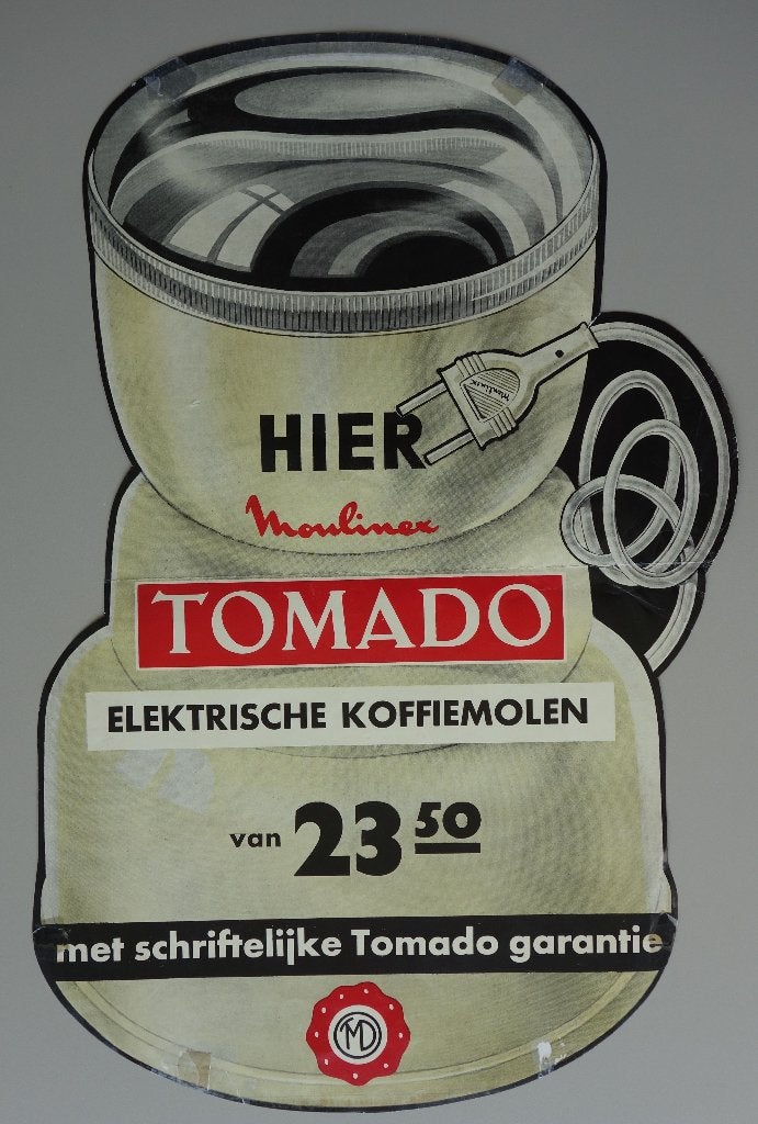 Affiche retro vormaffiche poster koffie Tomado bonen maler, Ophalen of Verzenden, A1 t/m A3, Reclame, Rechthoekig Staand