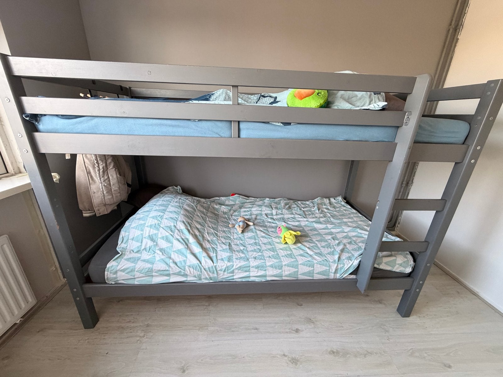 Stapelbed ANICET - Grijs Hout paneel, Ophalen, Gebruikt, 90 cm, 160 tot 180 cm