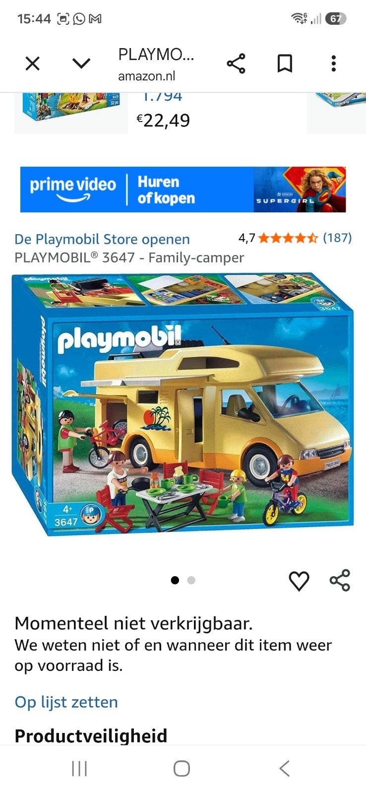 PLAYMOBIL 3647 Family-camper - Gezinsavontuur op wielen!, Ophalen of Verzenden, Zo goed als nieuw, Bouwen
