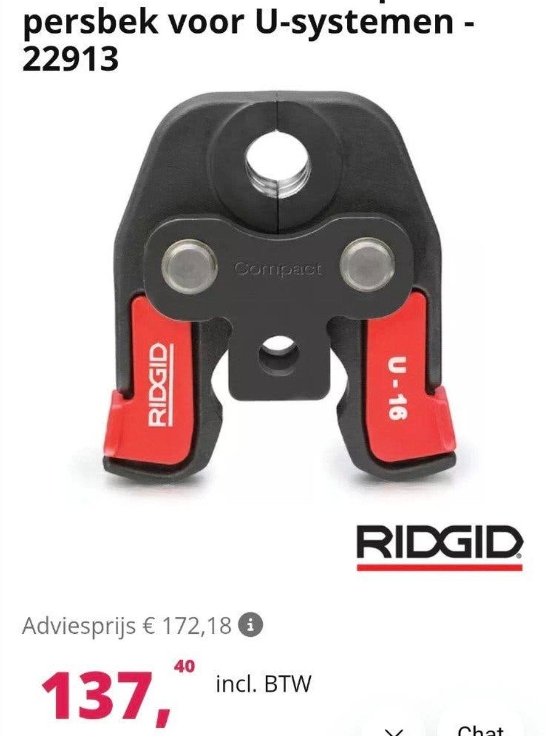 ridgid compact persbek U16 met ontbramer 16, Ophalen of Verzenden, Zo goed als nieuw