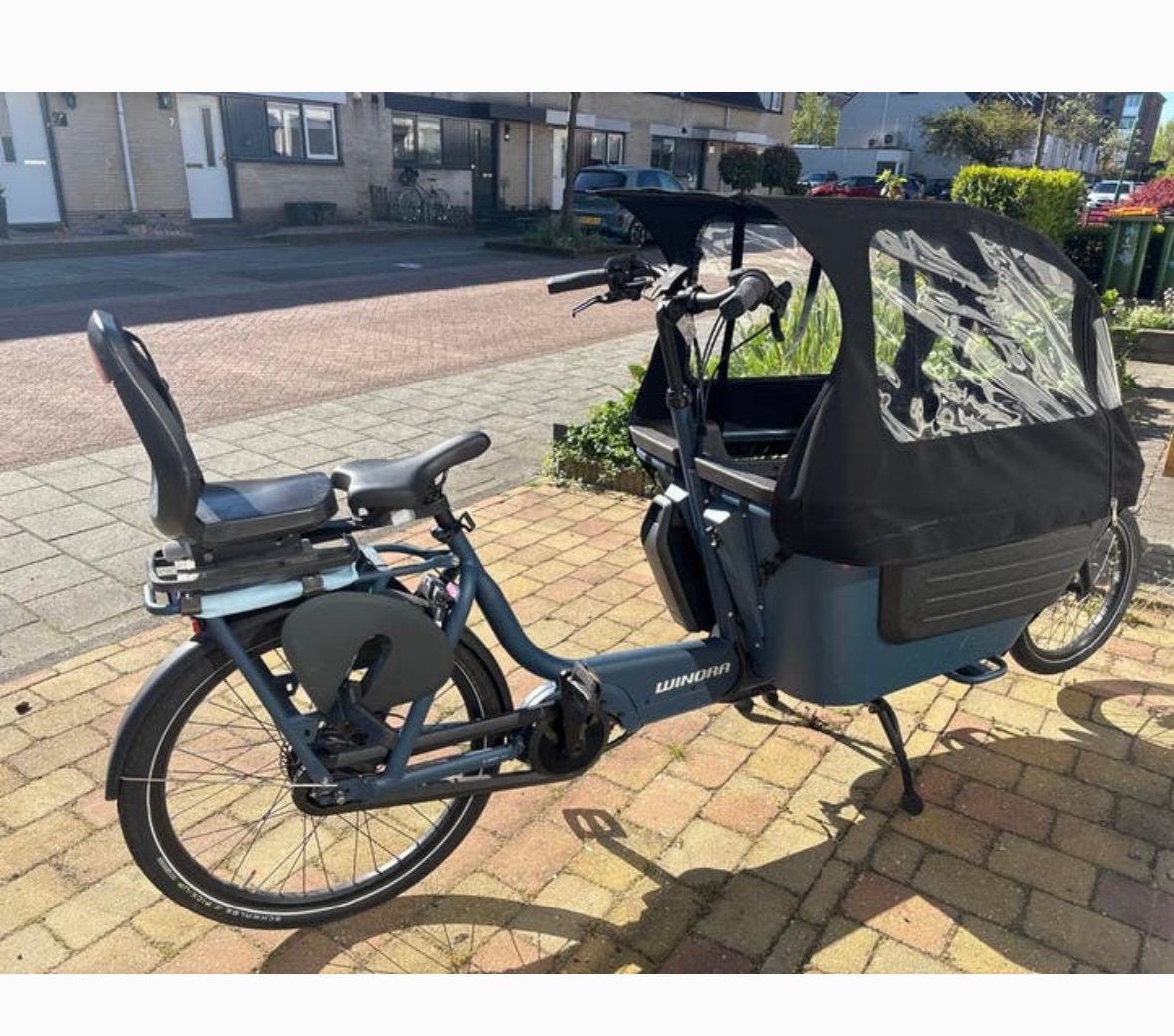 Winora bakfiets 2025 incl regenhuif en yepp zitje, Fietsen en Brommers, Fietsen | Bakfietsen, Ophalen, Zo goed als nieuw, 3 kinderen