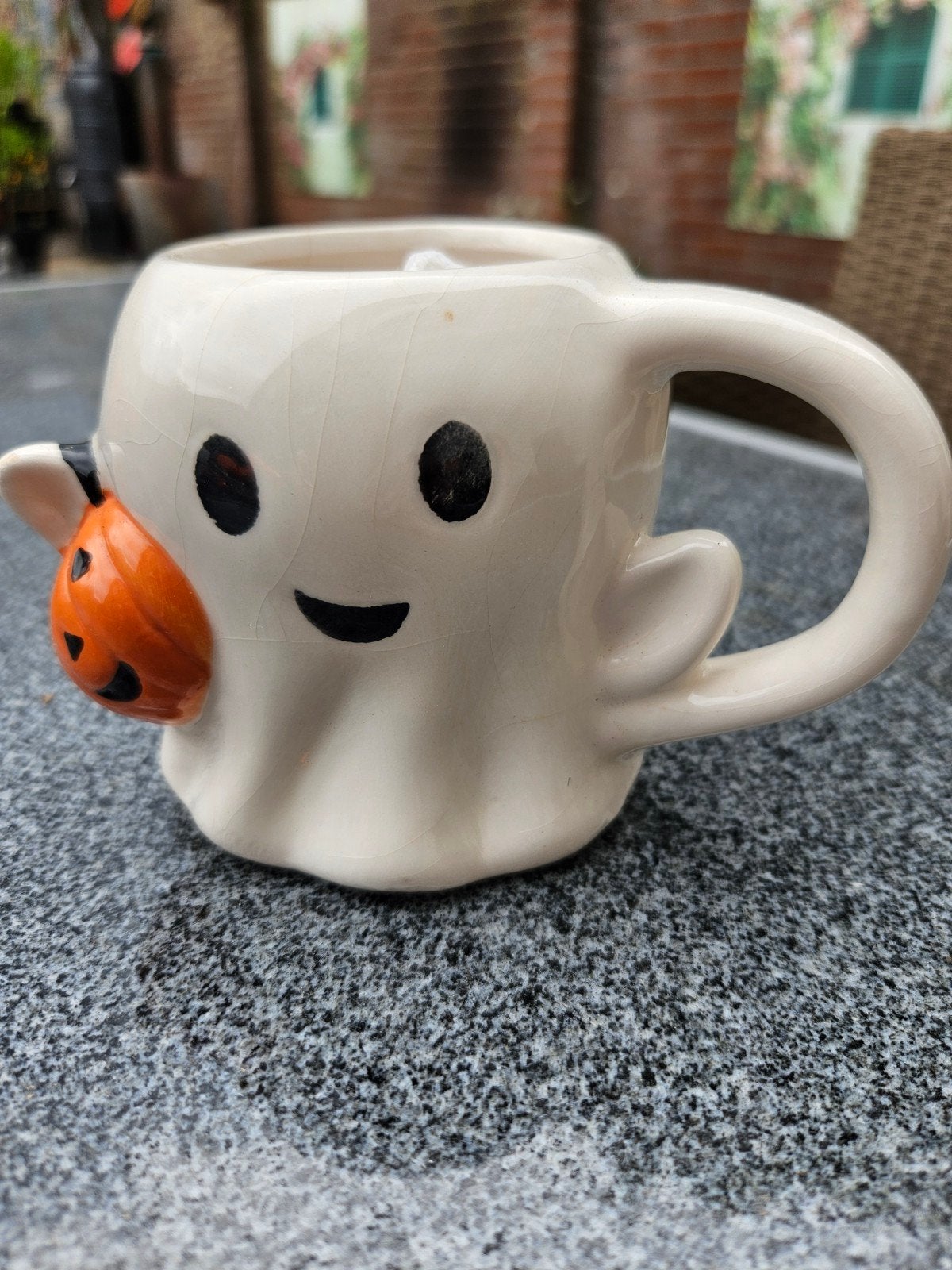 Leuke Halloween spook mok met pompoen, Overige stijlen, Ophalen of Verzenden, Zo goed als nieuw, Wit