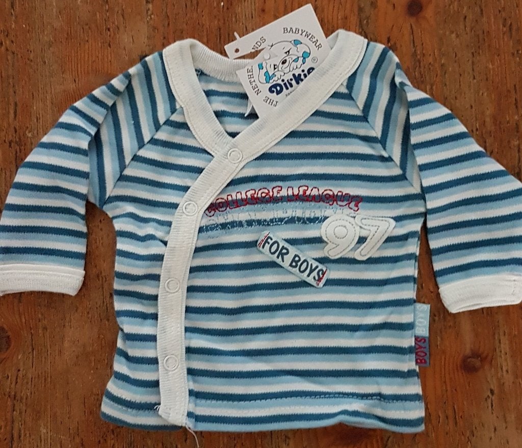 Blauw/wit truitje maat 44 / prematuur NIEUW (9267), Kinderen en Baby's, Babykleding | Prematuur, Truitje of Vestje, Dirkje, Nieuw