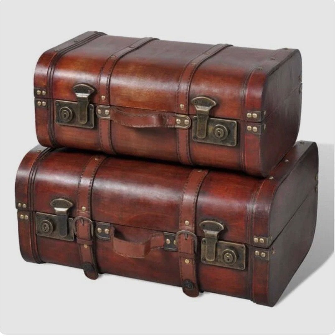 Decoratieve Vintage Houten Koffers Set van 2 - vidaXL, Ophalen, Minder dan 50 cm, 50 tot 100 cm, Nieuw