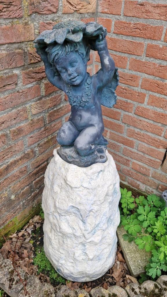 Vijver ornament engel/putto 90 cm, Ophalen, Gebruikt, Overige materialen, Engelenbeeld
