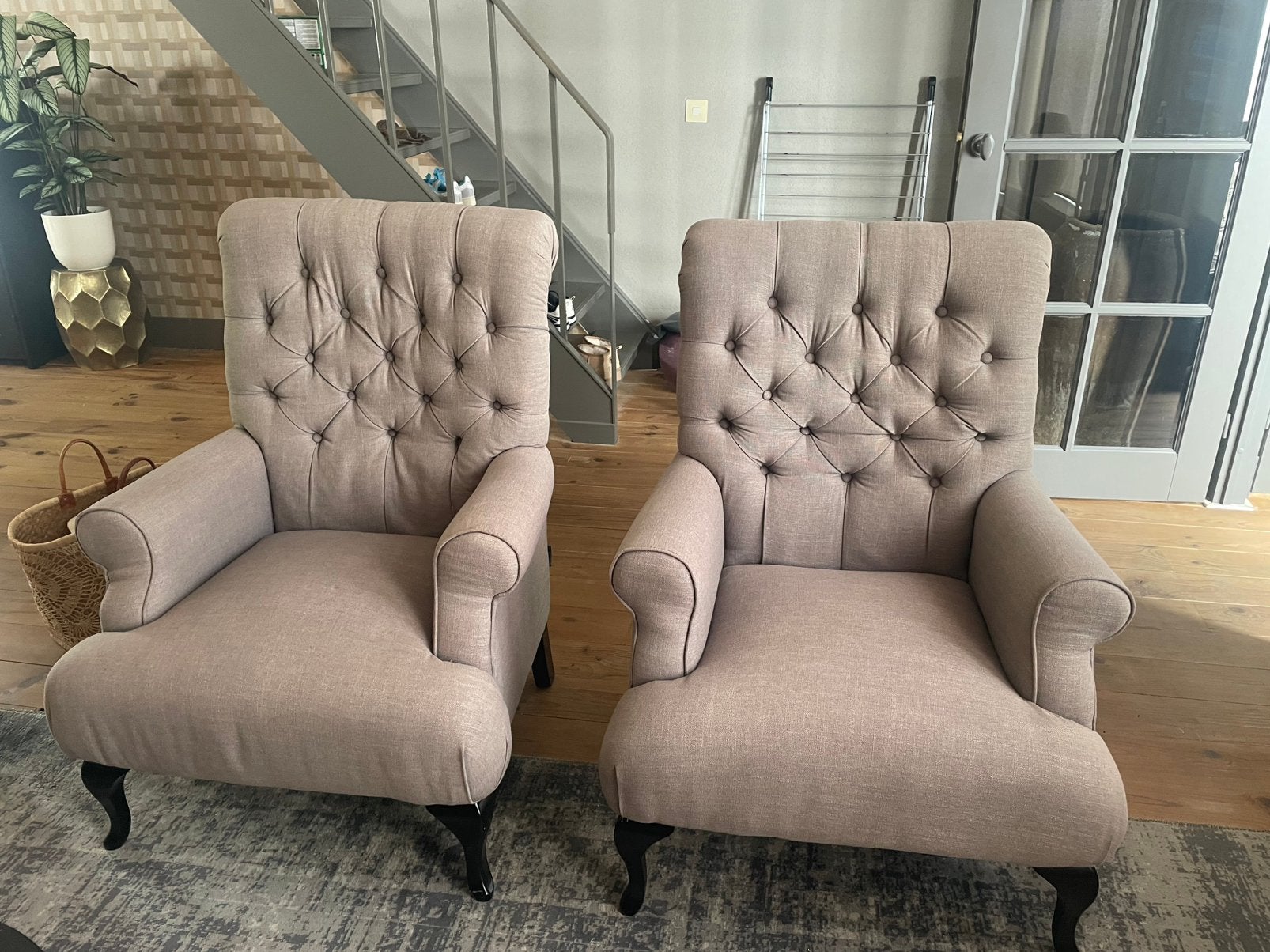 2 stuks landelijke fauteuil, Ophalen, Minder dan 75 cm, Stof, 50 tot 75 cm