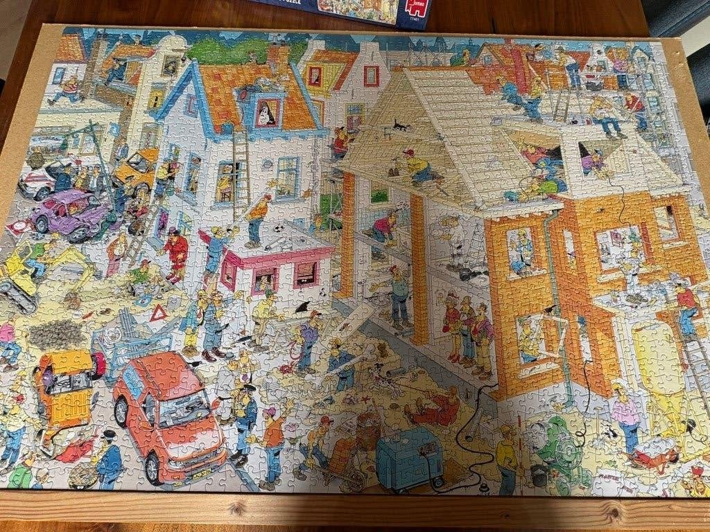 Jan van Haasteren De Bouwplaats 1500 stukjes, Ophalen of Verzenden, 500 t/m 1500 stukjes, Zo goed als nieuw, Legpuzzel