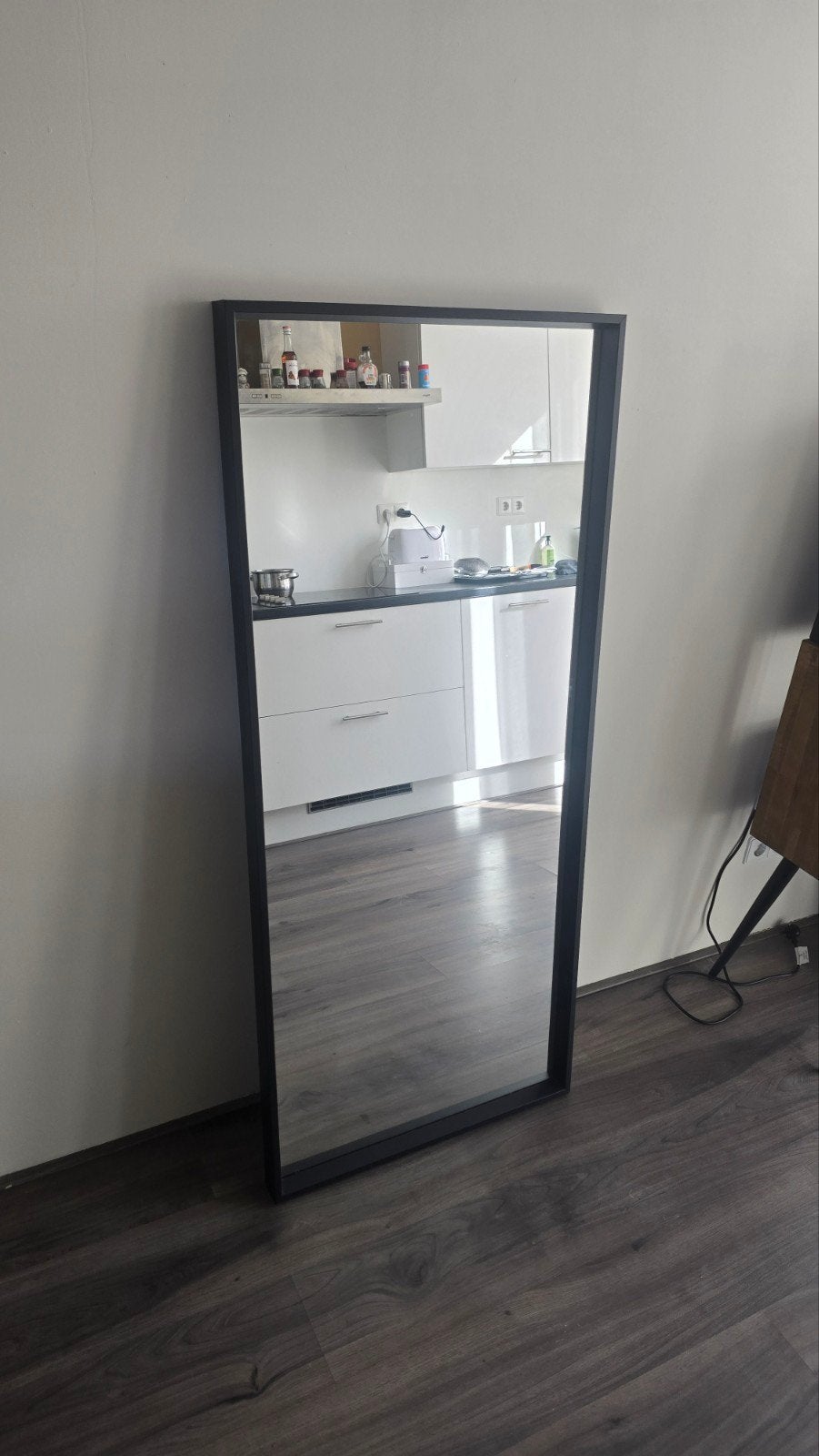 IKEA NISSEDAL spiegel 65  150,5 cm – zwart, Ophalen, 100 tot 150 cm, Zo goed als nieuw, Rechthoekig