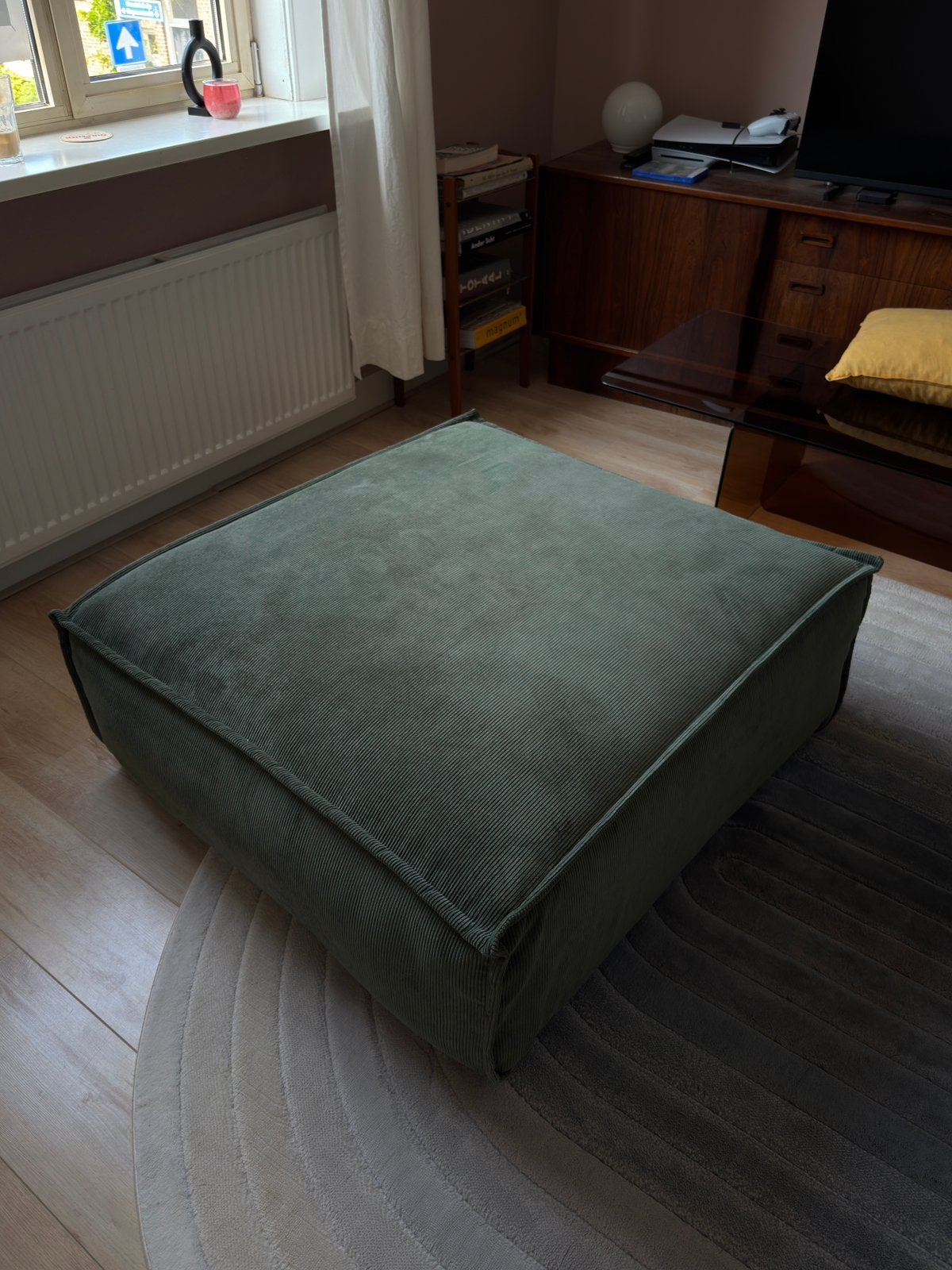 Hocker bank hoek als nieuw, Huis en Inrichting, Banken | Voetenbanken en Poefen, Ophalen, Zo goed als nieuw, Rechthoekig, 125 cm of meer