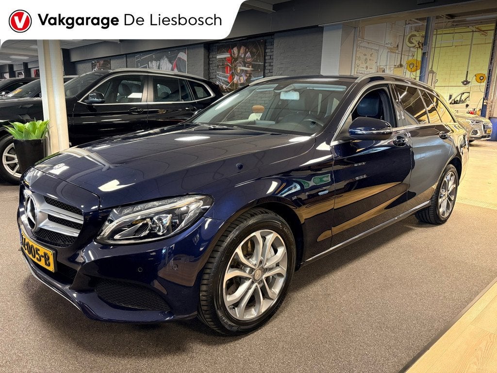 Mercedes-Benz C-klasse Estate 350 e Lease Edition / sfeer ve, Achterwielaandrijving, Gebruikt, Blauw, Leder en Stof
