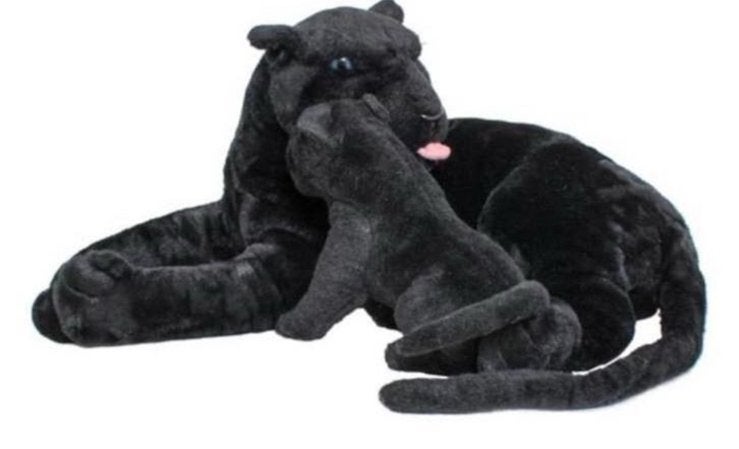 ZGAN mega zwarte panter knuffel met jong! 1 meter lang, Ophalen, Zo goed als nieuw, Overige typen