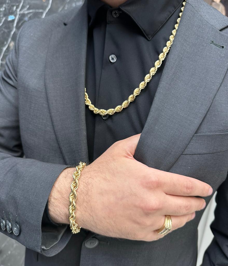 14k Gouden Rope Ketting & Armband Set - Deal!, Ophalen of Verzenden, Nieuw, Goud