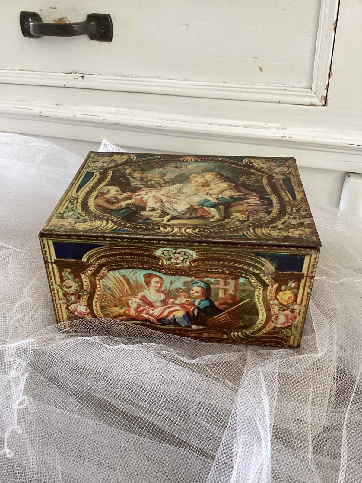 Mooie brocante blik gemerkt, Antiek en Kunst, Ophalen of Verzenden