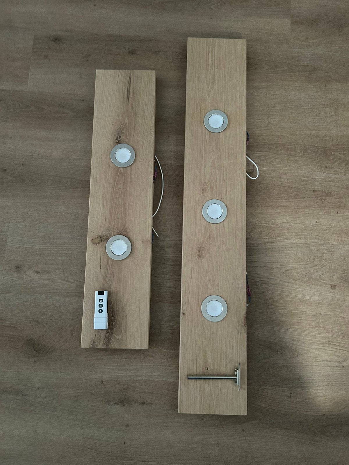 2 rustiek massief eiken wandplank dimbare led verlichting, Ophalen of Verzenden, Nieuw