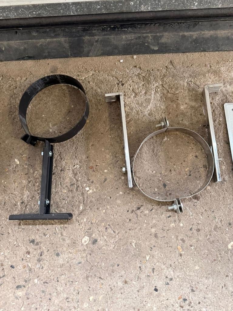 Kachelpijpen, klemmen en afdekkap plafond rond 155mm, Huis en Inrichting, Gebruikt, Onbekend, Ophalen of Verzenden, Vrijstaande haard