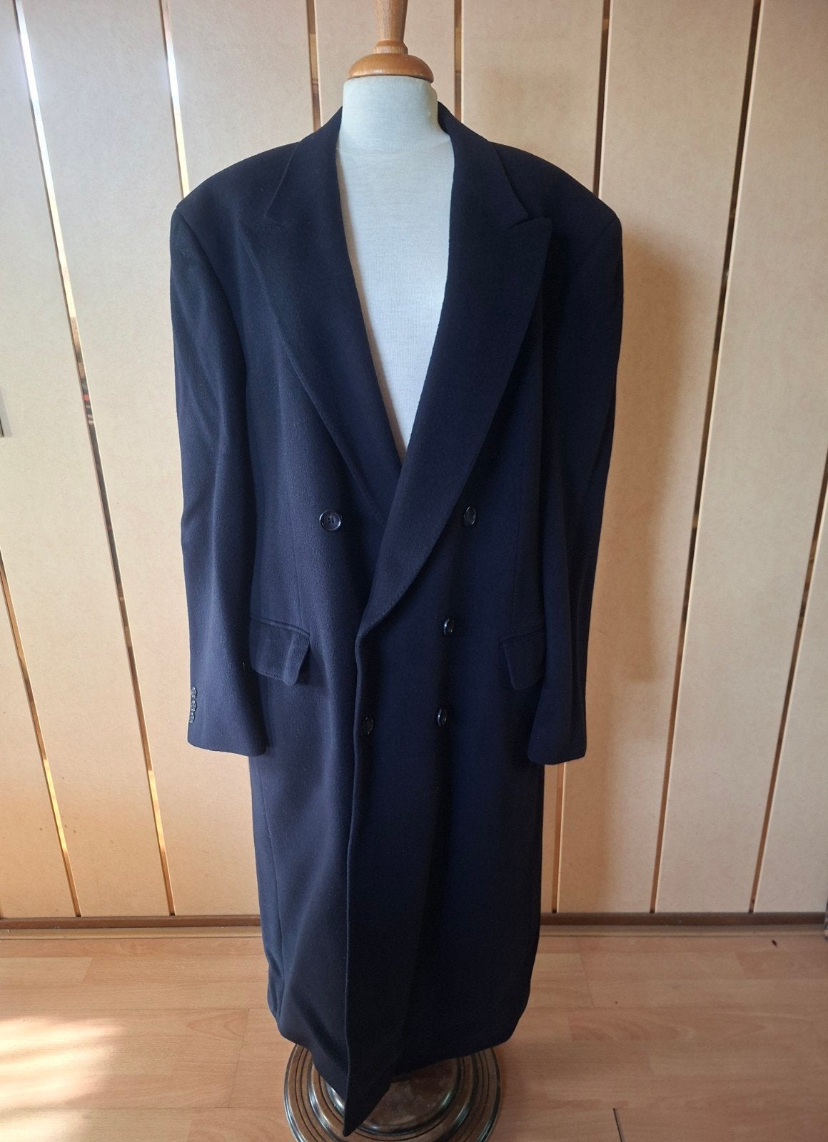 Chique lange cashmere heren winterjas XXL kobalt kleur., Blauw, Overige maten, Zo goed als nieuw, Van Gils